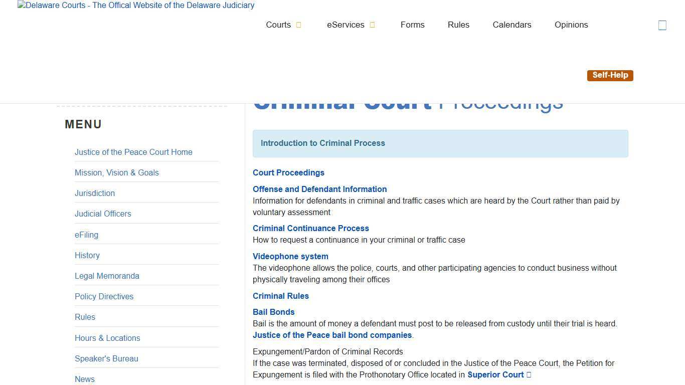 Criminal Court Proceedings - Justice of the Peace Court - Delaware Courts - State of Delaware